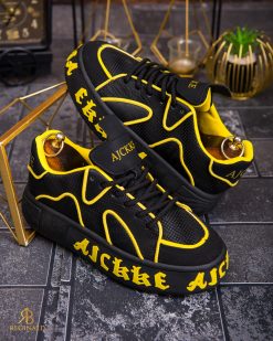 Adidasi de bărbați cu talpa înaltă, negri– AD851