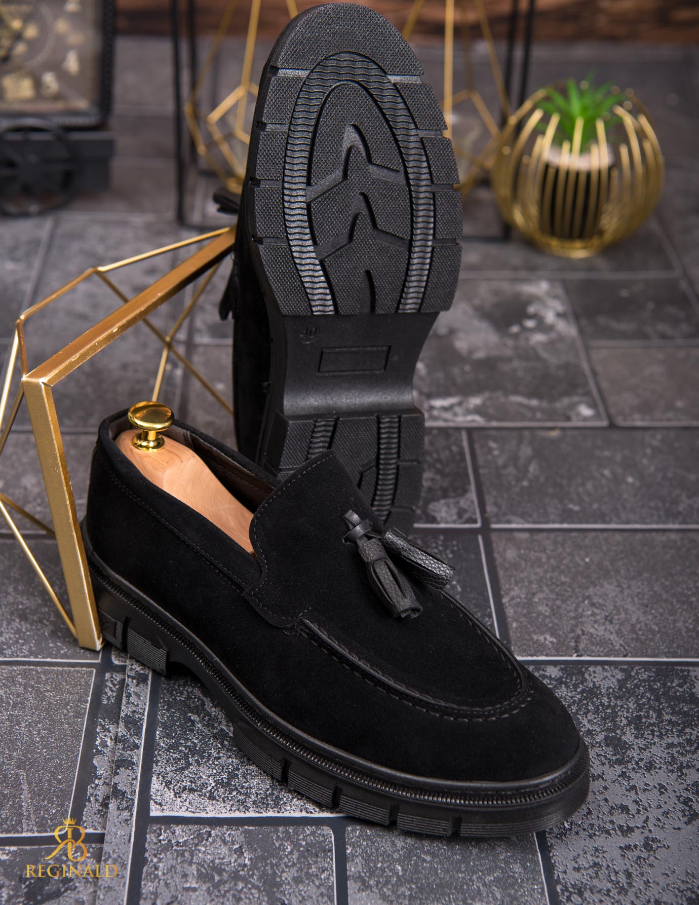 Mocasini de barbati casual, negri, talpa inalta ultra-usoara – AD840 - imagine 2