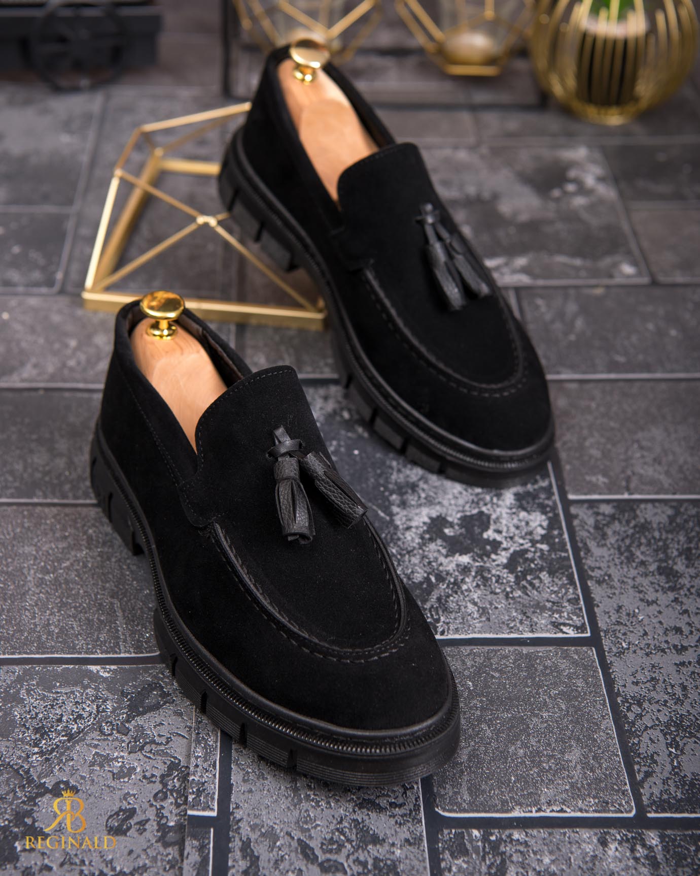 Mocasini de barbati casual, negri, talpa inalta ultra-usoara – AD840 - imagine 3