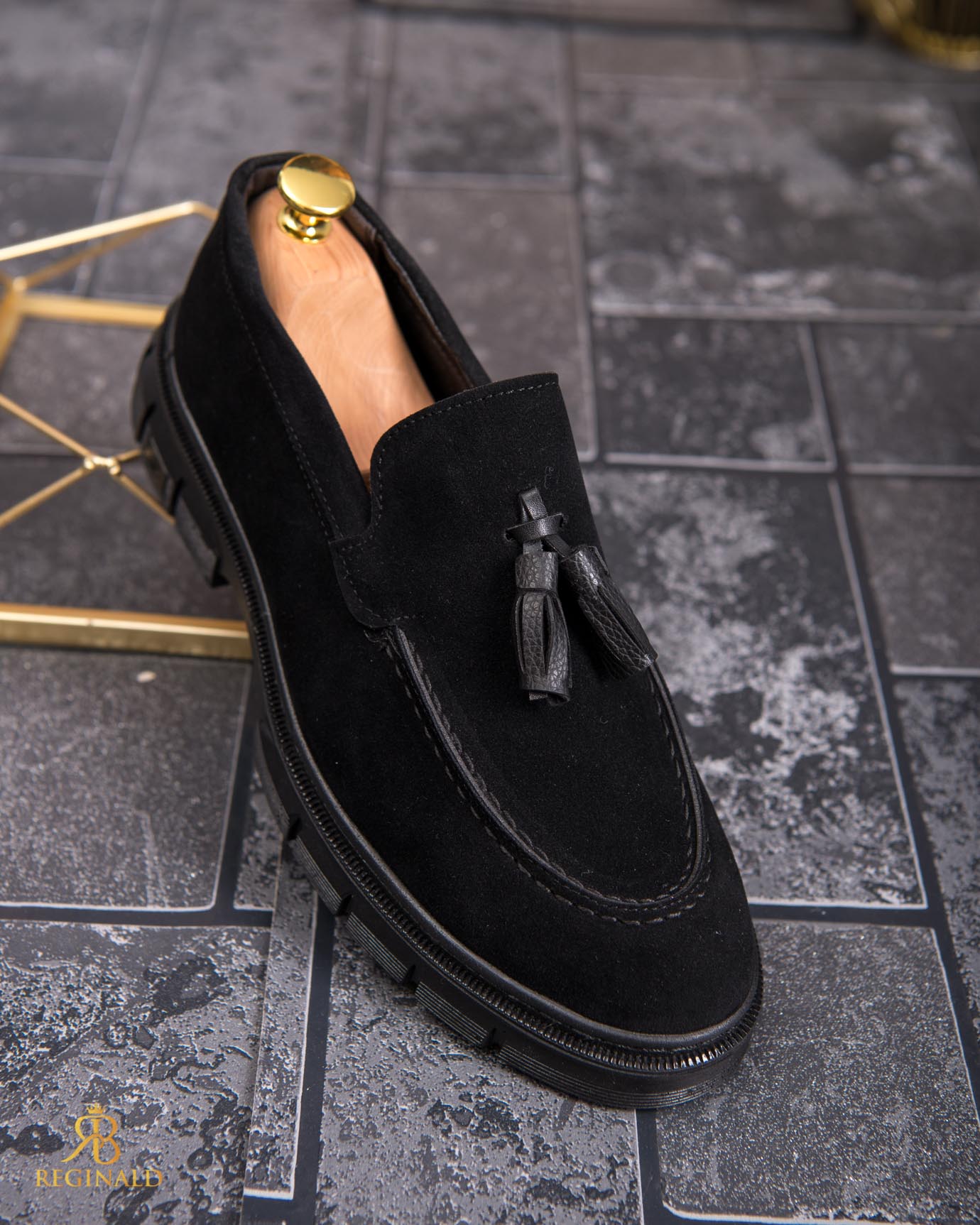 Mocasini de barbati casual, negri, talpa inalta ultra-usoara – AD840 - imagine 4