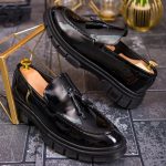 Mocasini de barbati casual, negri, talpa inalta ultra-usoara – AD842