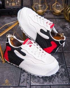 Adidasi de bărbați cu talpa înaltă, albi– AD818