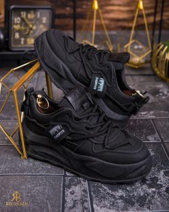 Adidasi de bărbați cu talpa înaltă, negri– AD823