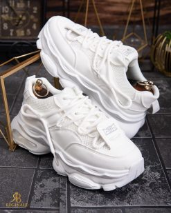 Adidasi de bărbați cu talpa înaltă, albi– AD827