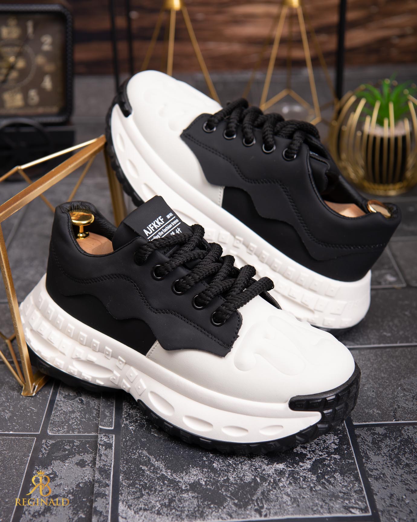 Adidasi de bărbați cu talpa înaltă, albi– AD828