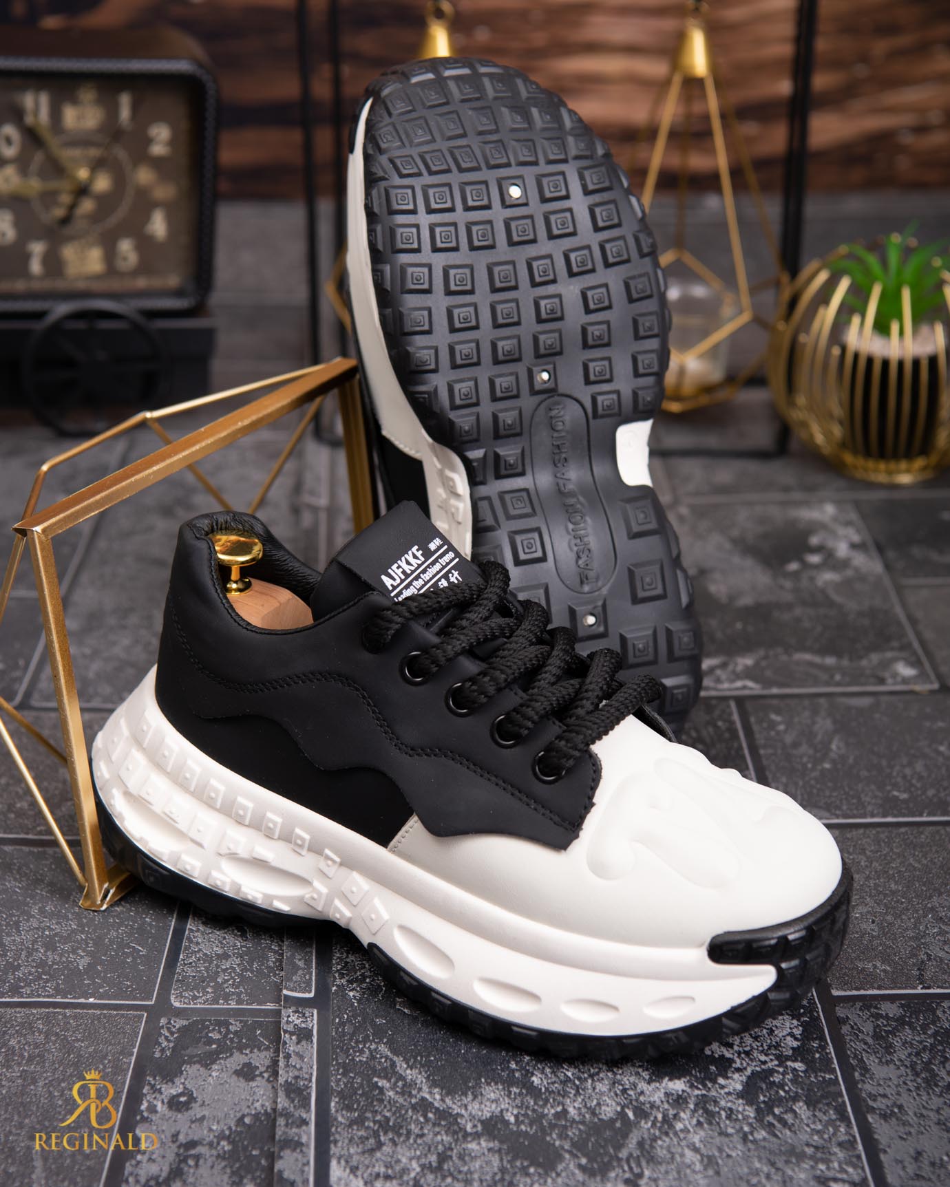 Adidasi de bărbați cu talpa înaltă, albi– AD828 - imagine 2