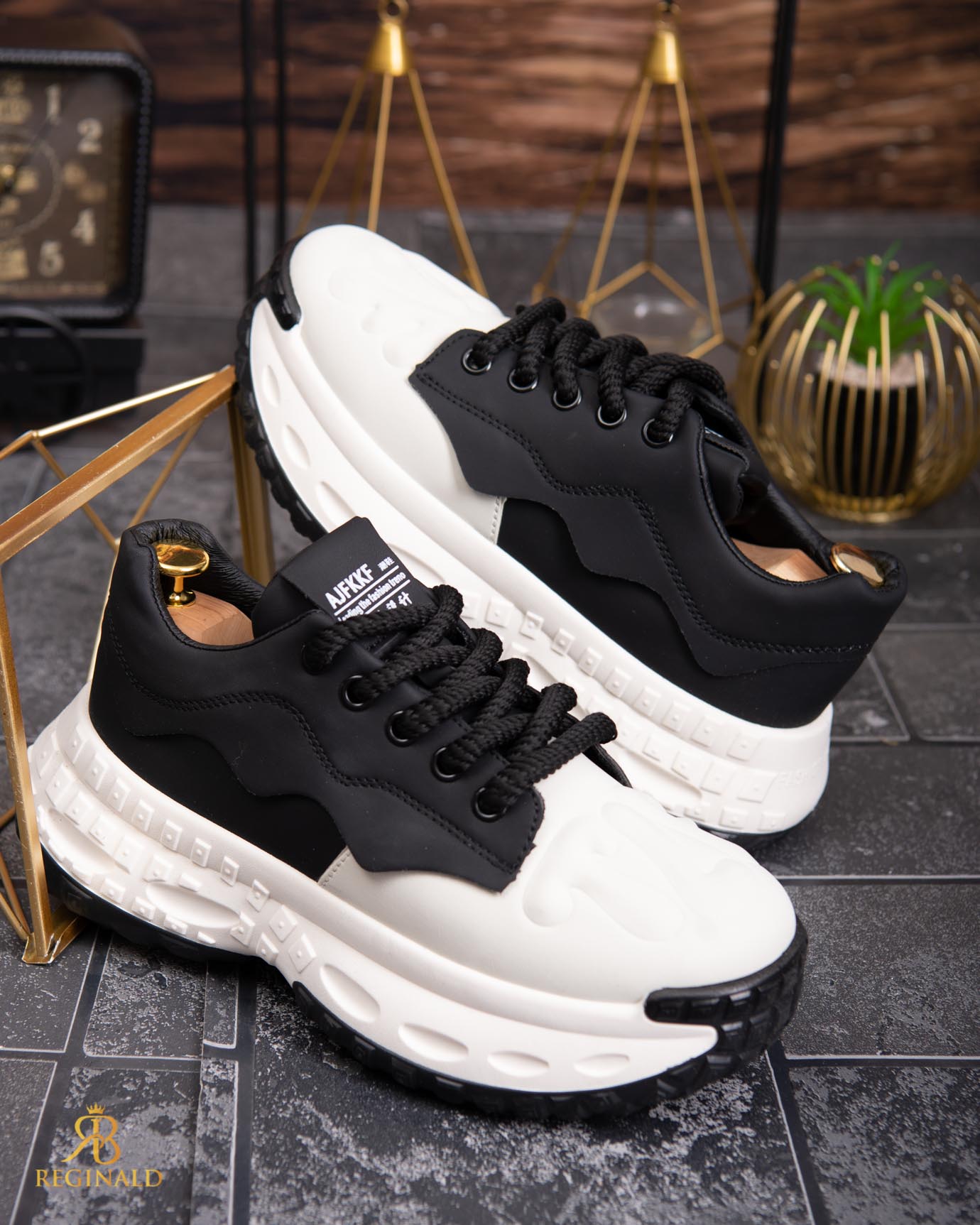 Adidasi de bărbați cu talpa înaltă, albi– AD828 - imagine 3