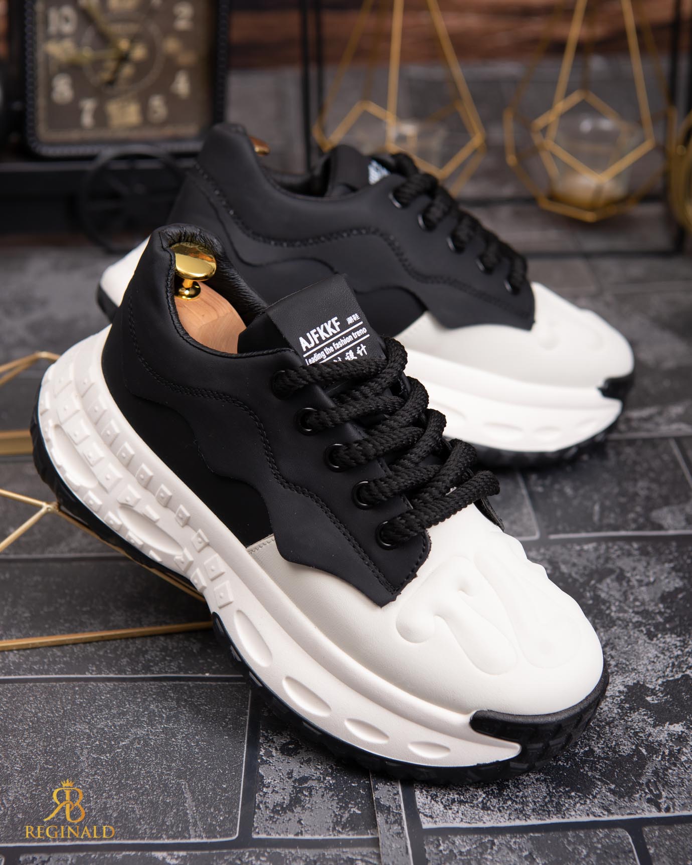 Adidasi de bărbați cu talpa înaltă, albi– AD828 - imagine 4