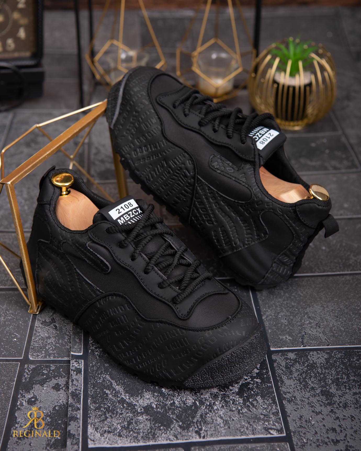 Adidasi de bărbați cu talpa înaltă, negri– AD830