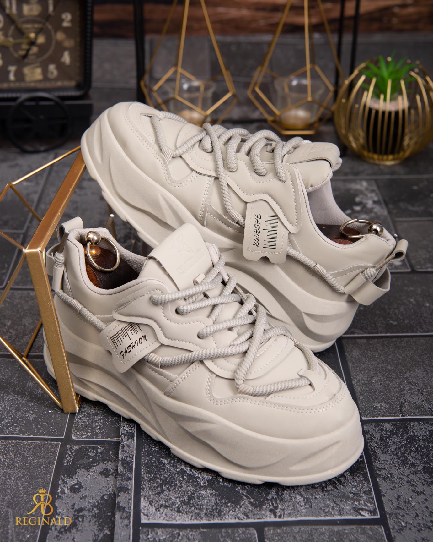 Adidasi de bărbați cu talpa înaltă, bej– AD835