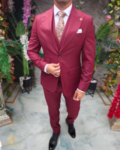 Alternative view of Costum visiniu, Sacou, Vesta si Pantalon, lana 100% Super 200`S - C5251