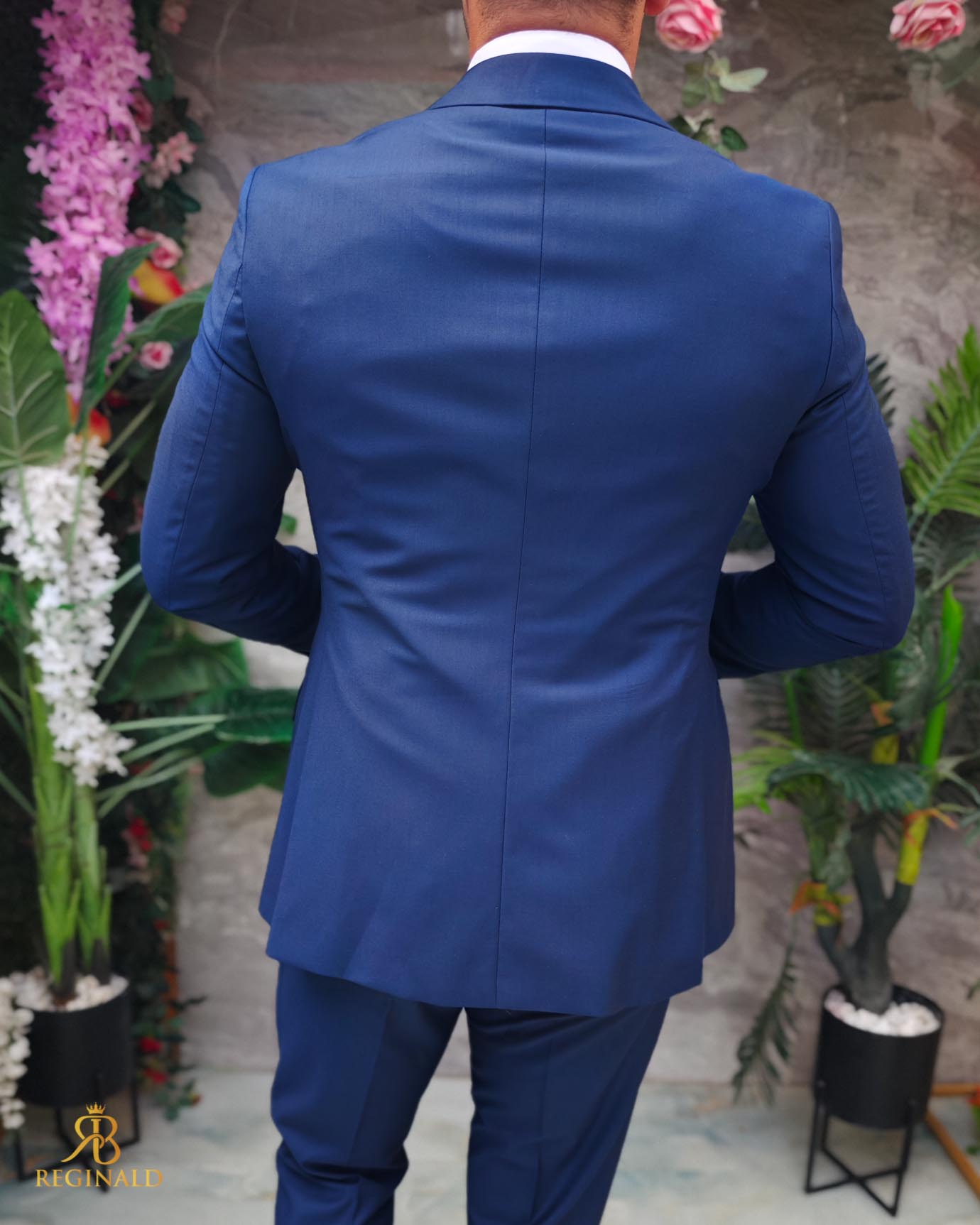 Costum bleumarin, Sacou, Vesta si Pantalon, lana 100% Super 200`S - C5254 - imagine 8