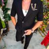 Costum de bărbați, Negru cu maneca scurta: Sacou si Pantalon - C5259