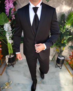 Costum negru NAS/MIRE, Sacou, Pantalon, Cravata- C5270