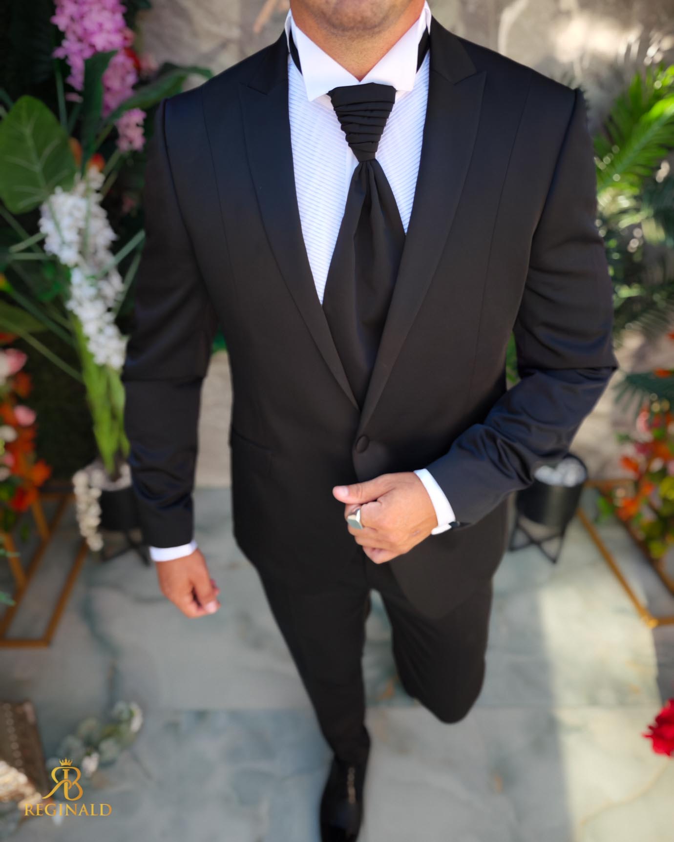 Costum negru NAS/MIRE, Sacou, Pantalon, Cravata- C5270 - imagine 3