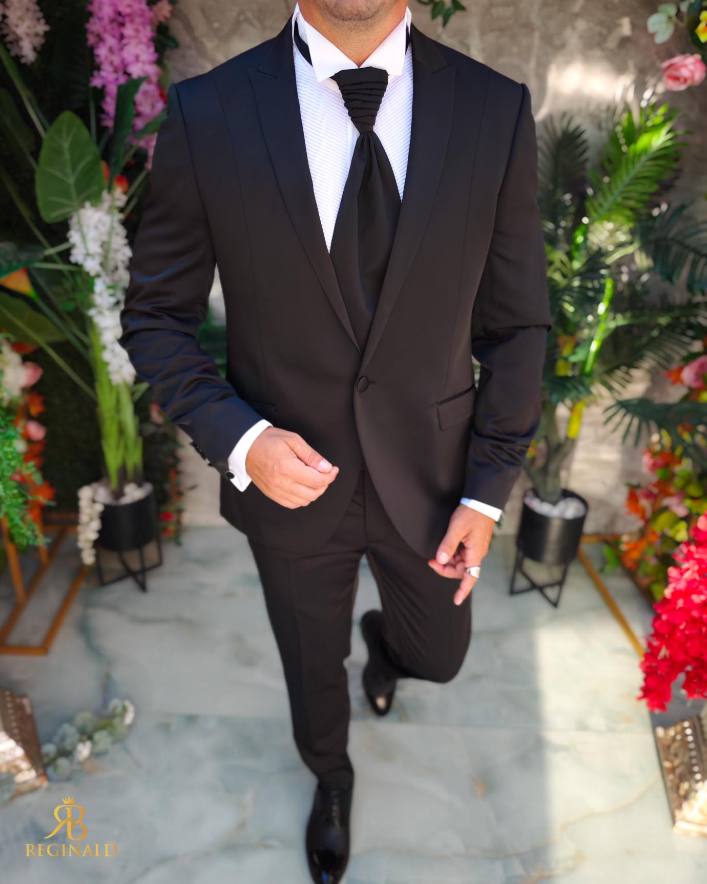 Costum negru NAS/MIRE, Sacou, Pantalon, Cravata- C5270 - imagine 4