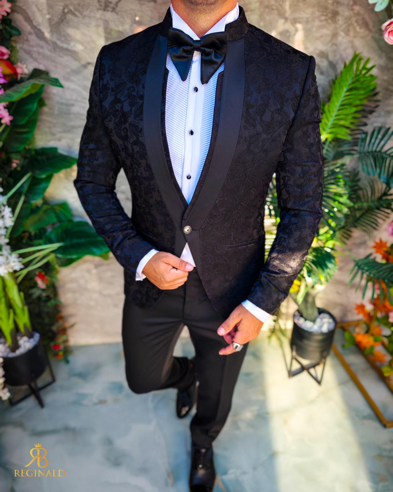 Costum negru NAS/MIRE, Sacou, Pantalon, Papion- C5269