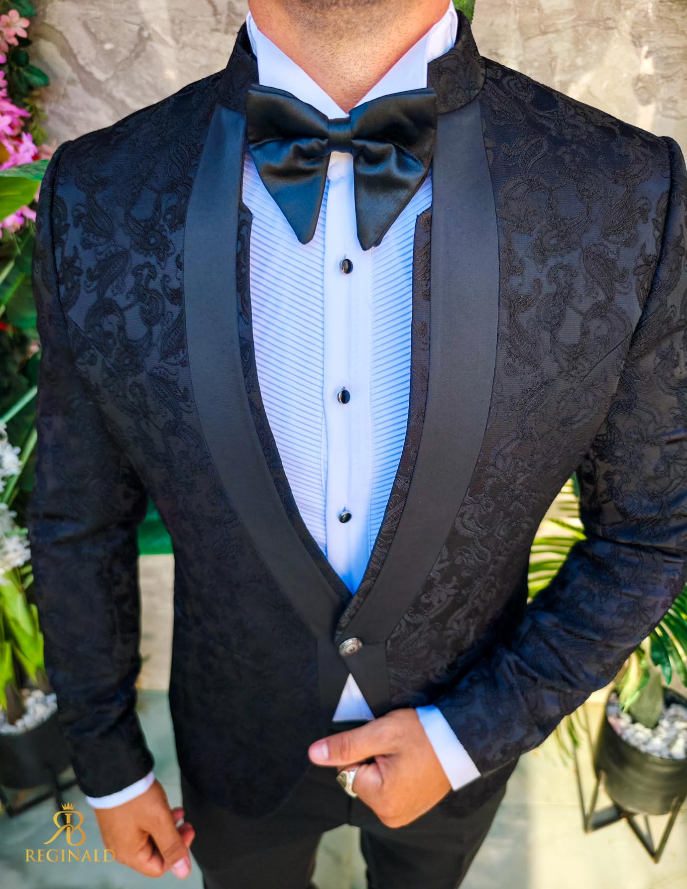 Costum negru NAS/MIRE, Sacou, Pantalon, Papion- C5269 - imagine 5