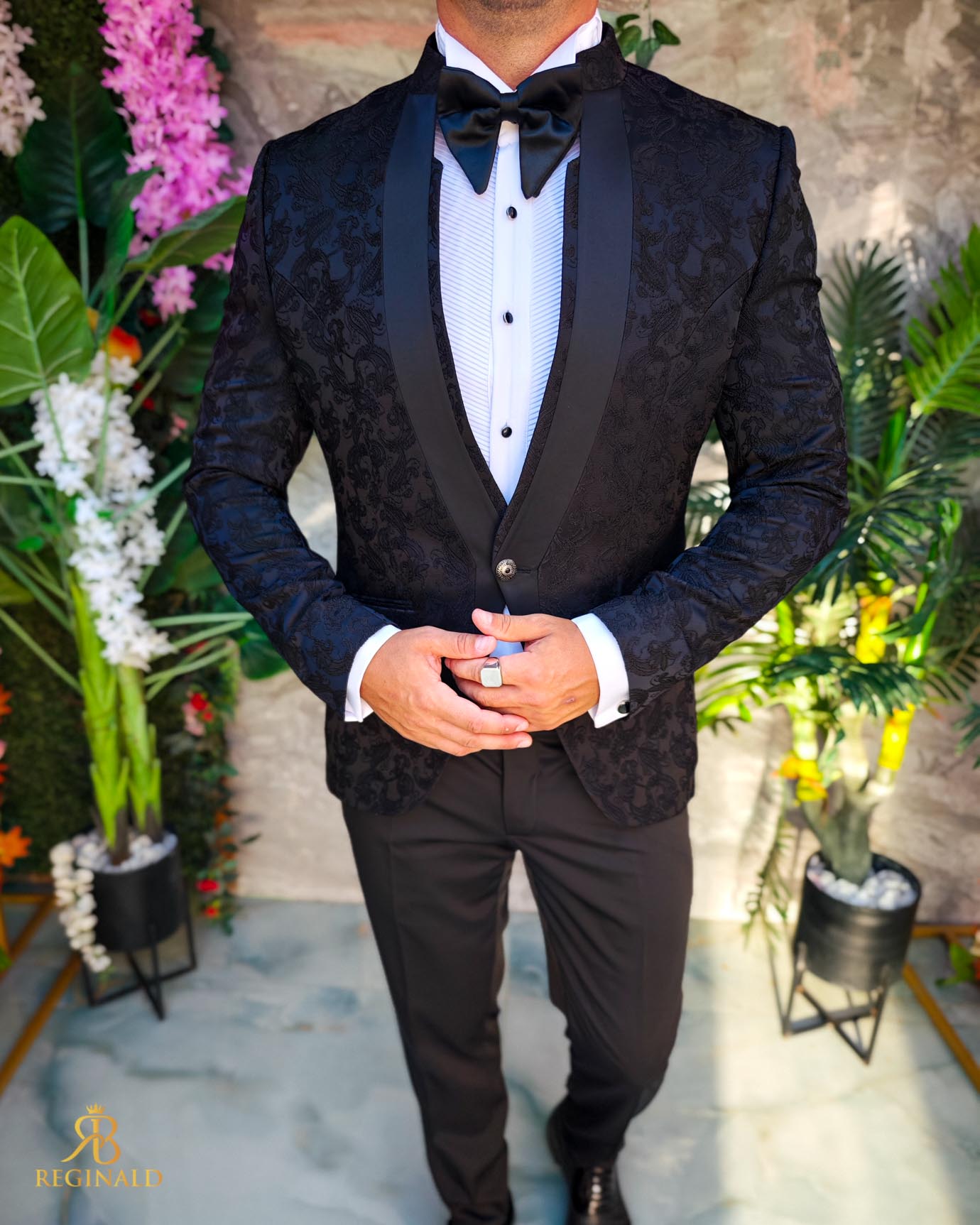 Costum negru NAS/MIRE, Sacou, Pantalon, Papion- C5269 - imagine 4