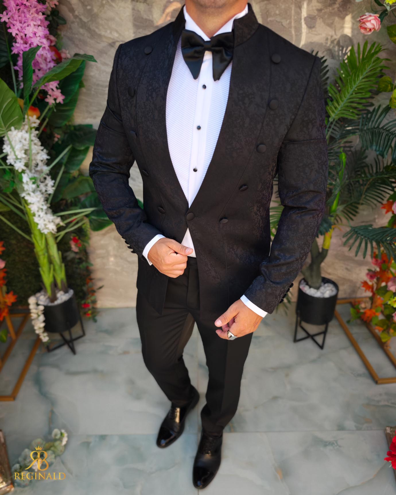 Costum negru NAS/MIRE, Sacou, Pantalon, Papion-C5273 - imagine 2