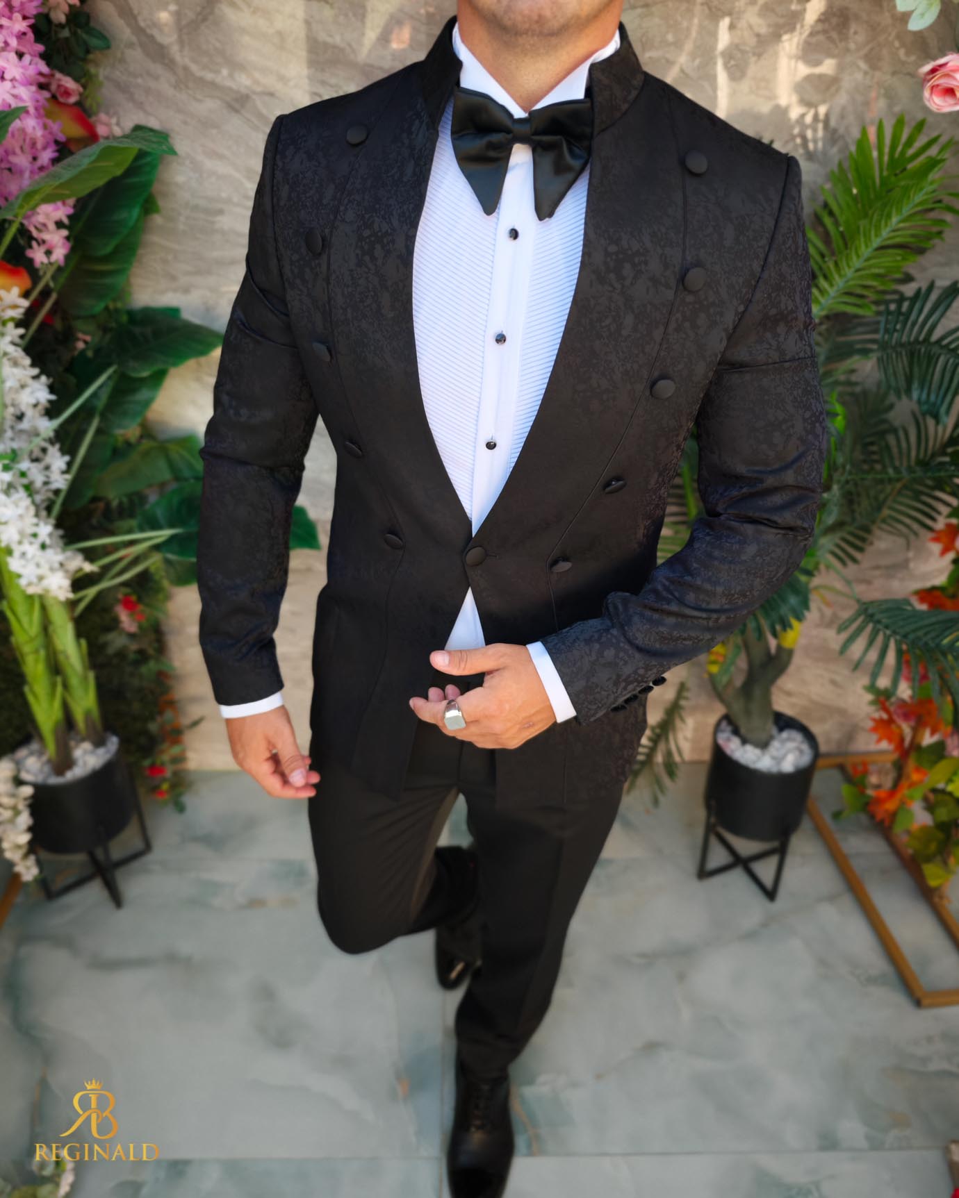 Costum negru NAS/MIRE, Sacou, Pantalon, Papion-C5273 - imagine 4