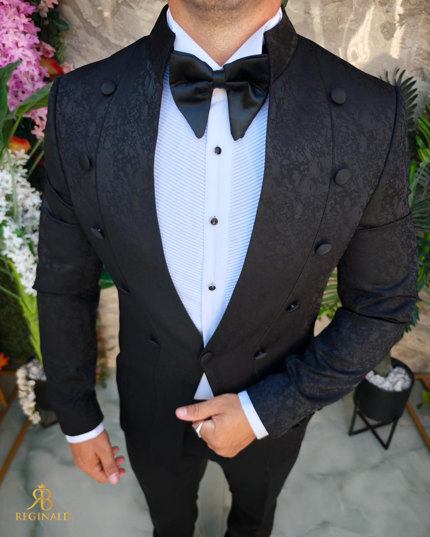 Costum negru NAS/MIRE, Sacou, Pantalon, Papion-C5273 - imagine 6