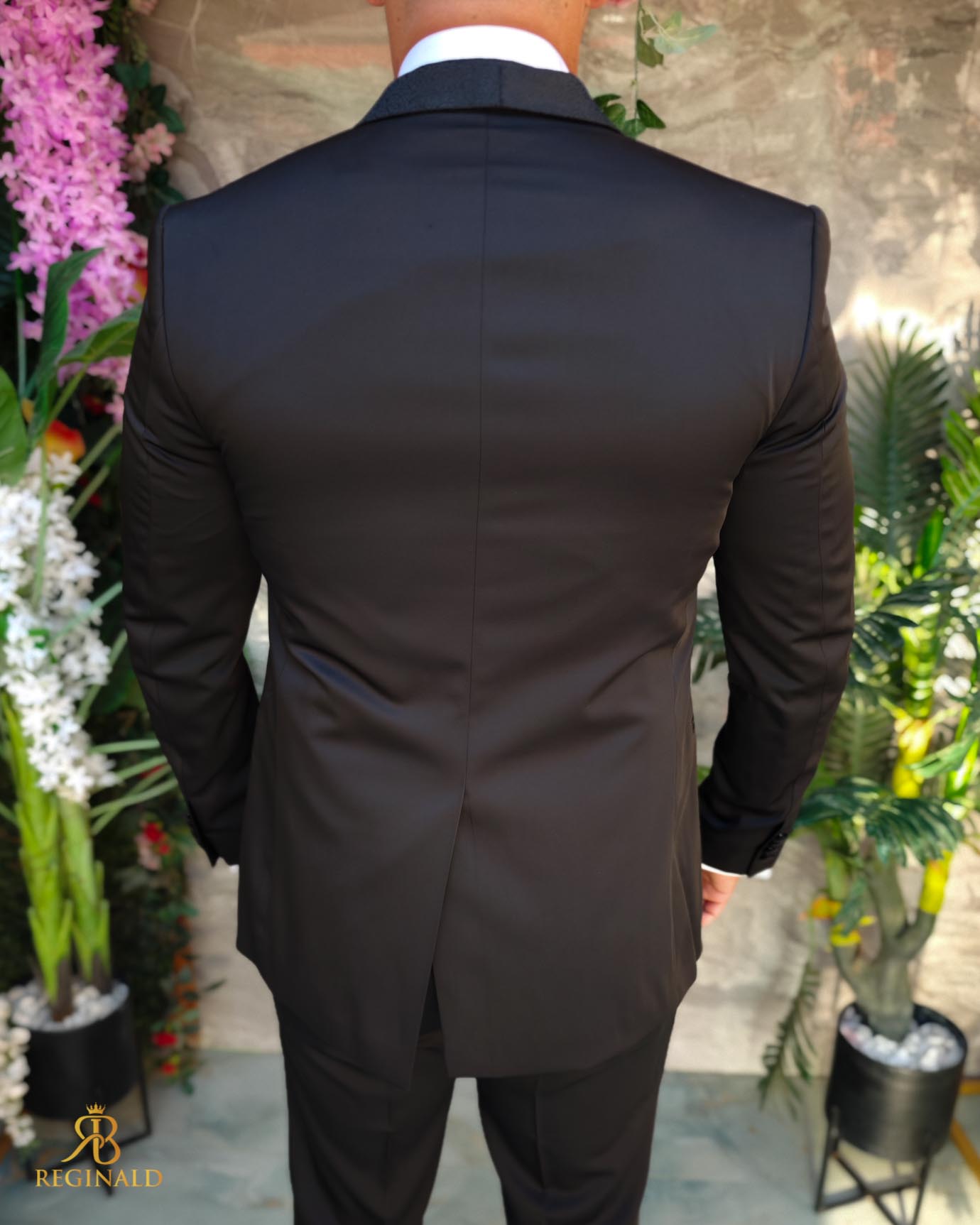 Costum negru NAS/MIRE, Sacou, Pantalon, Vesta, Cravata- C5267 - imagine 6