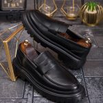 Mocasini de barbati casual, negri, talpa inalta ultra-usoara – AD845