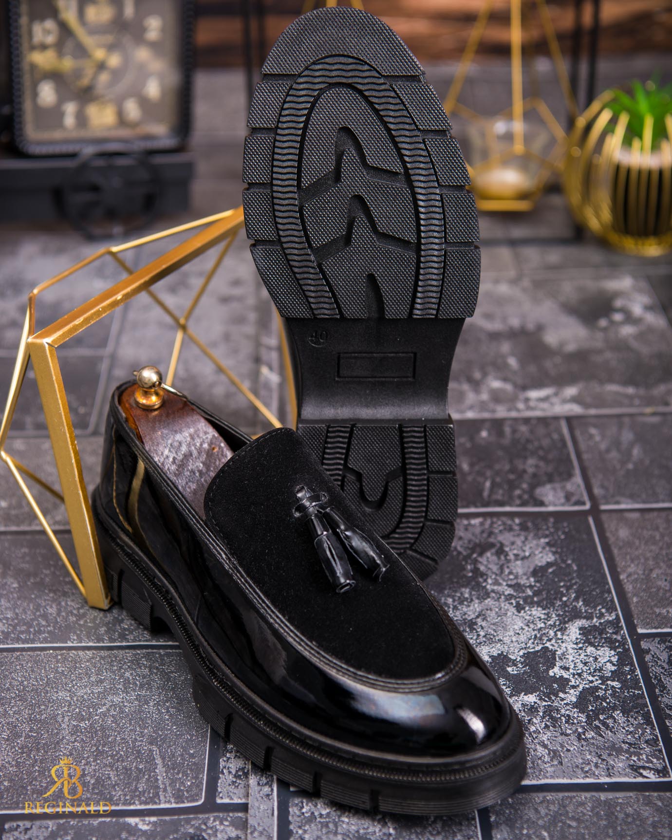 Mocasini de barbati casual, negri, talpa inalta ultra-usoara – AD846 - imagine 2