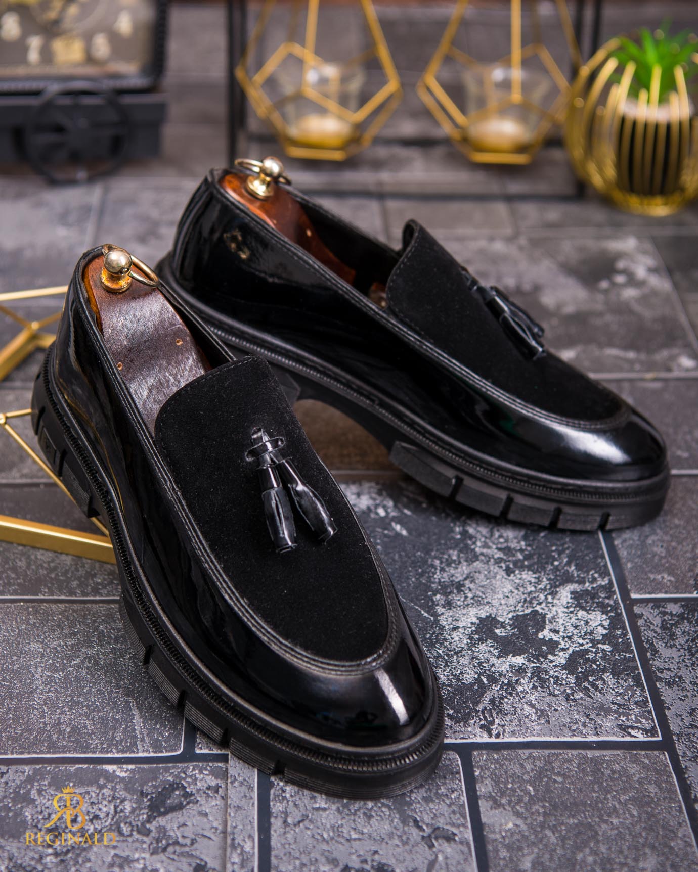 Mocasini de barbati casual, negri, talpa inalta ultra-usoara – AD846 - imagine 3