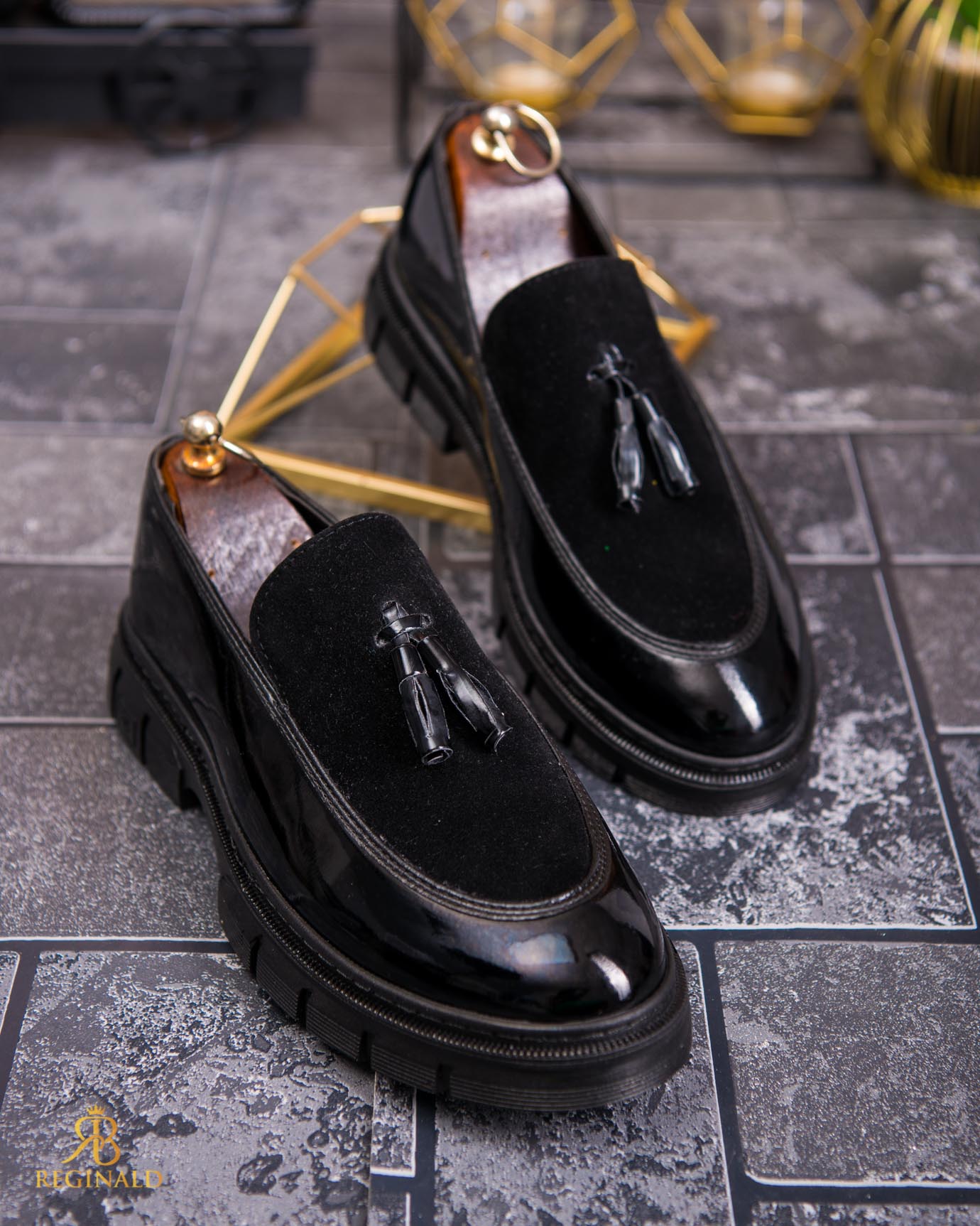 Mocasini de barbati casual, negri, talpa inalta ultra-usoara – AD846 - imagine 4