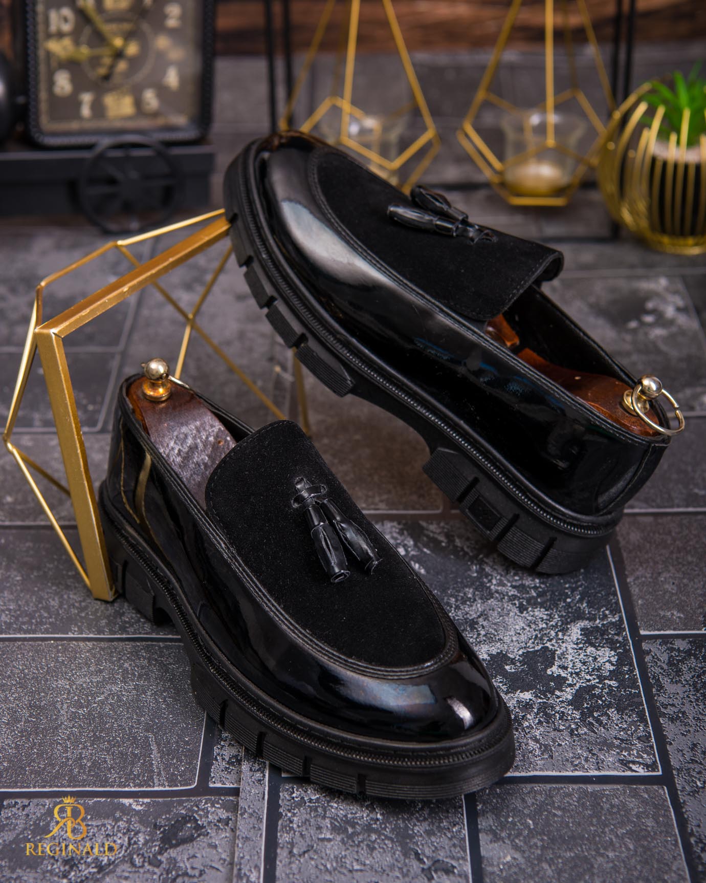 Mocasini de barbati casual, negri, talpa inalta ultra-usoara – AD846 - imagine 5