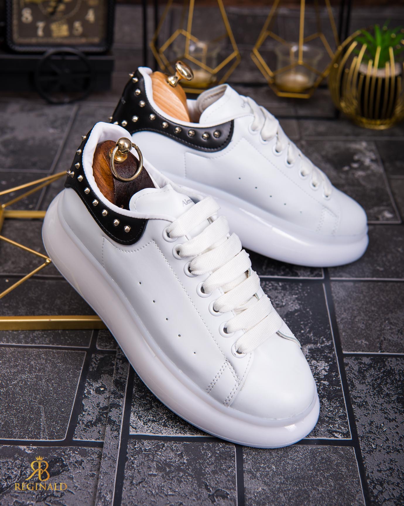 Teniși de bărbați cu talpa înaltă, albi – AD850 - imagine 4