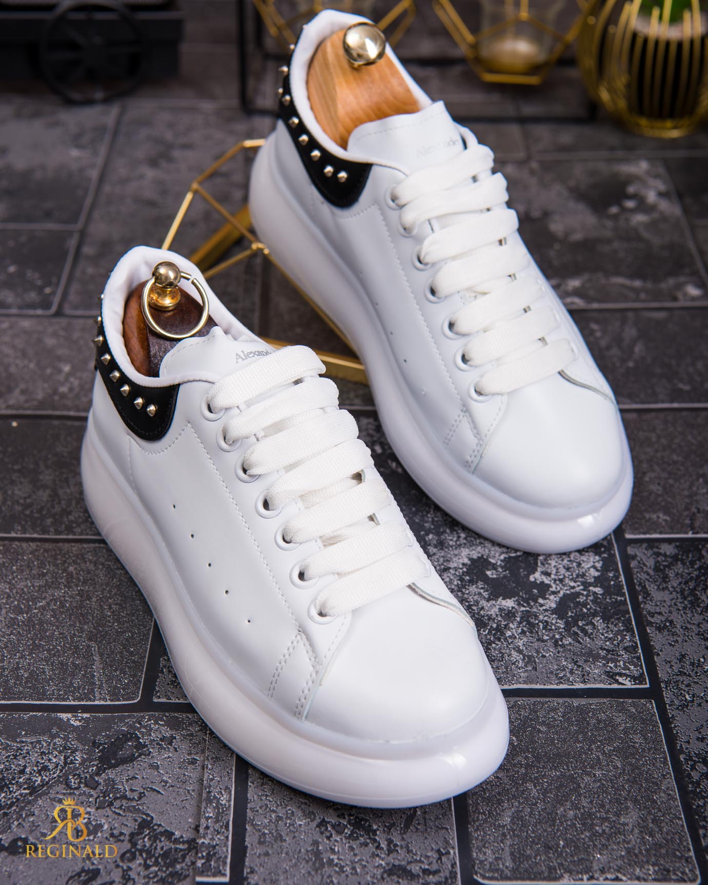 Teniși de bărbați cu talpa înaltă, albi – AD850 - imagine 5