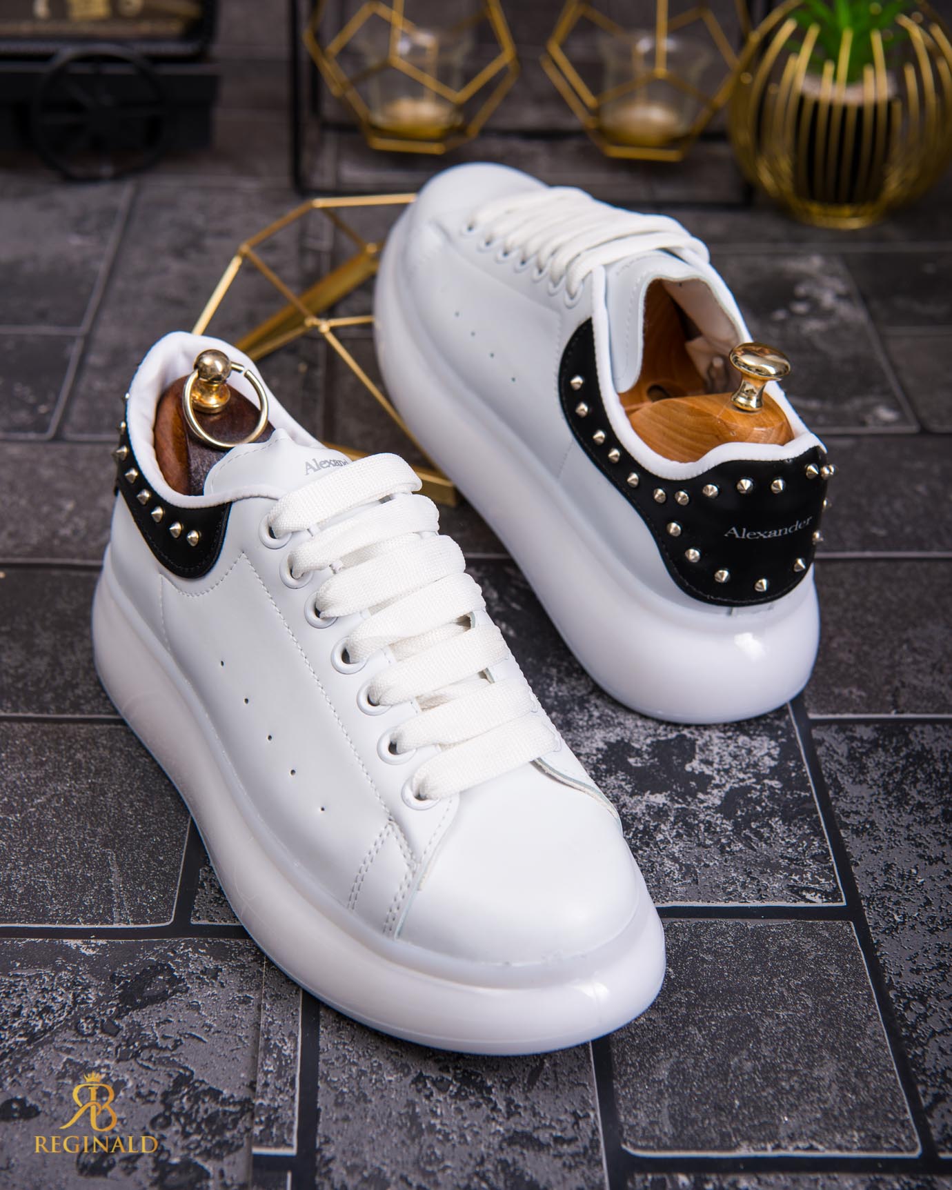 Teniși de bărbați cu talpa înaltă, albi – AD850 - imagine 6