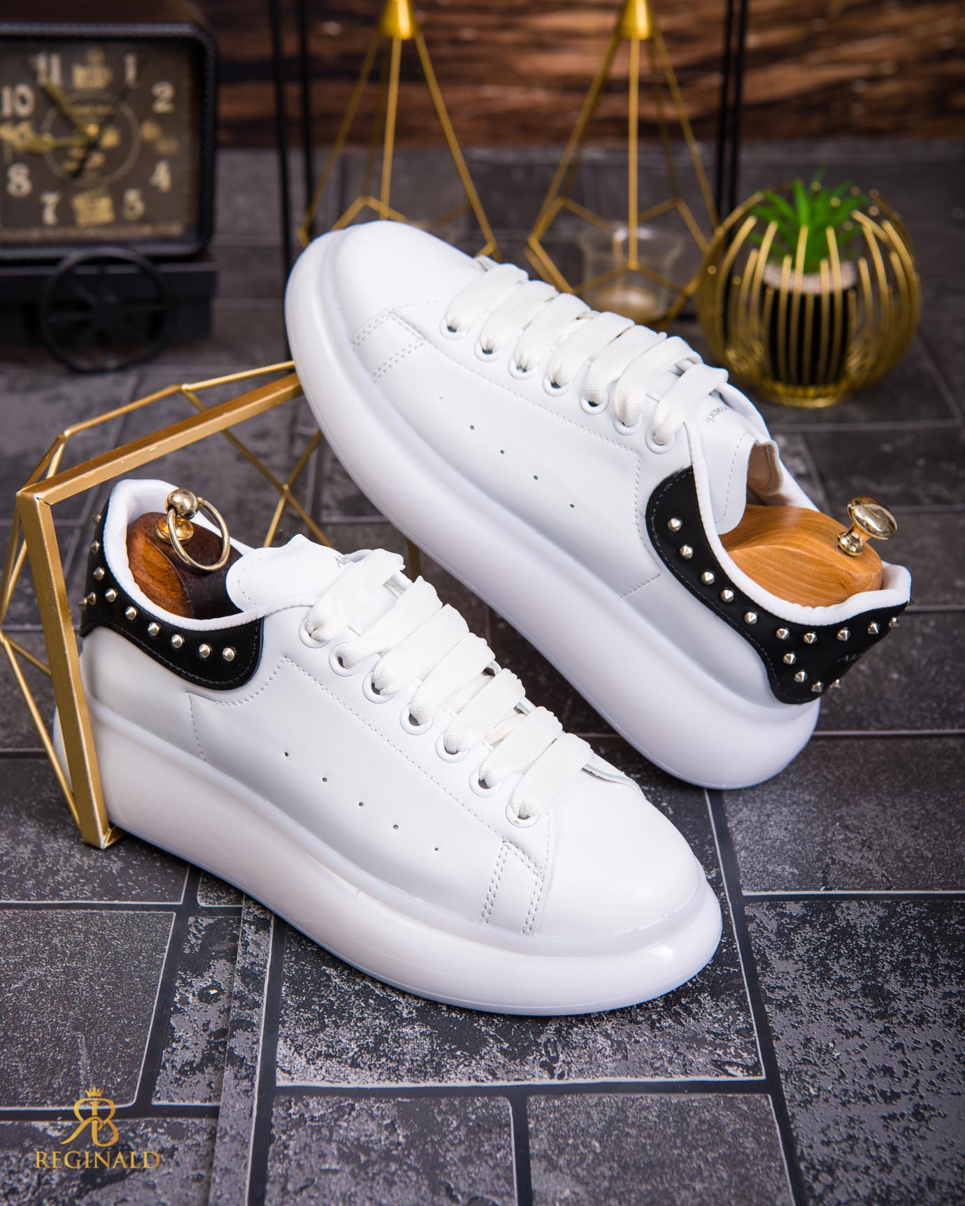 Teniși de bărbați cu talpa înaltă, albi – AD850