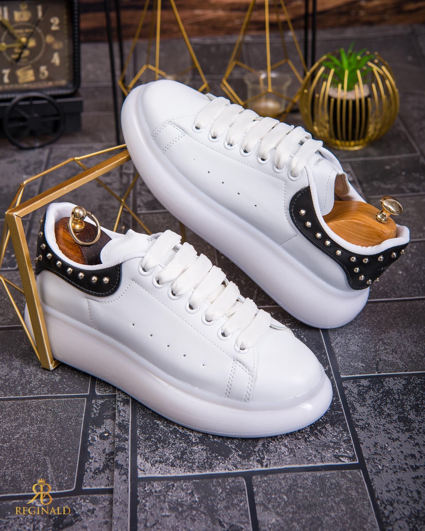 Teniși de bărbați cu talpa înaltă, albi – AD850 - imagine 2