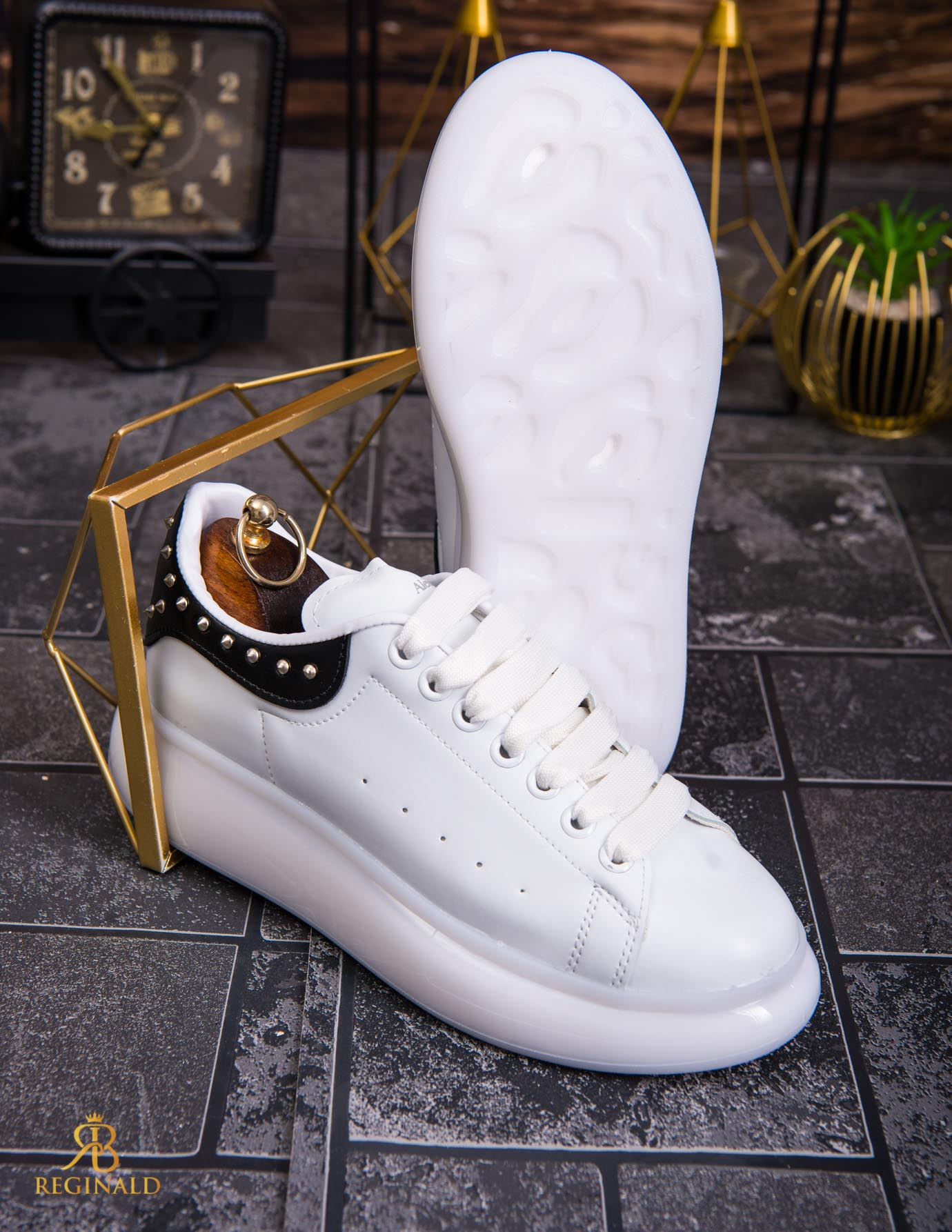 Teniși de bărbați cu talpa înaltă, albi – AD850 - imagine 3