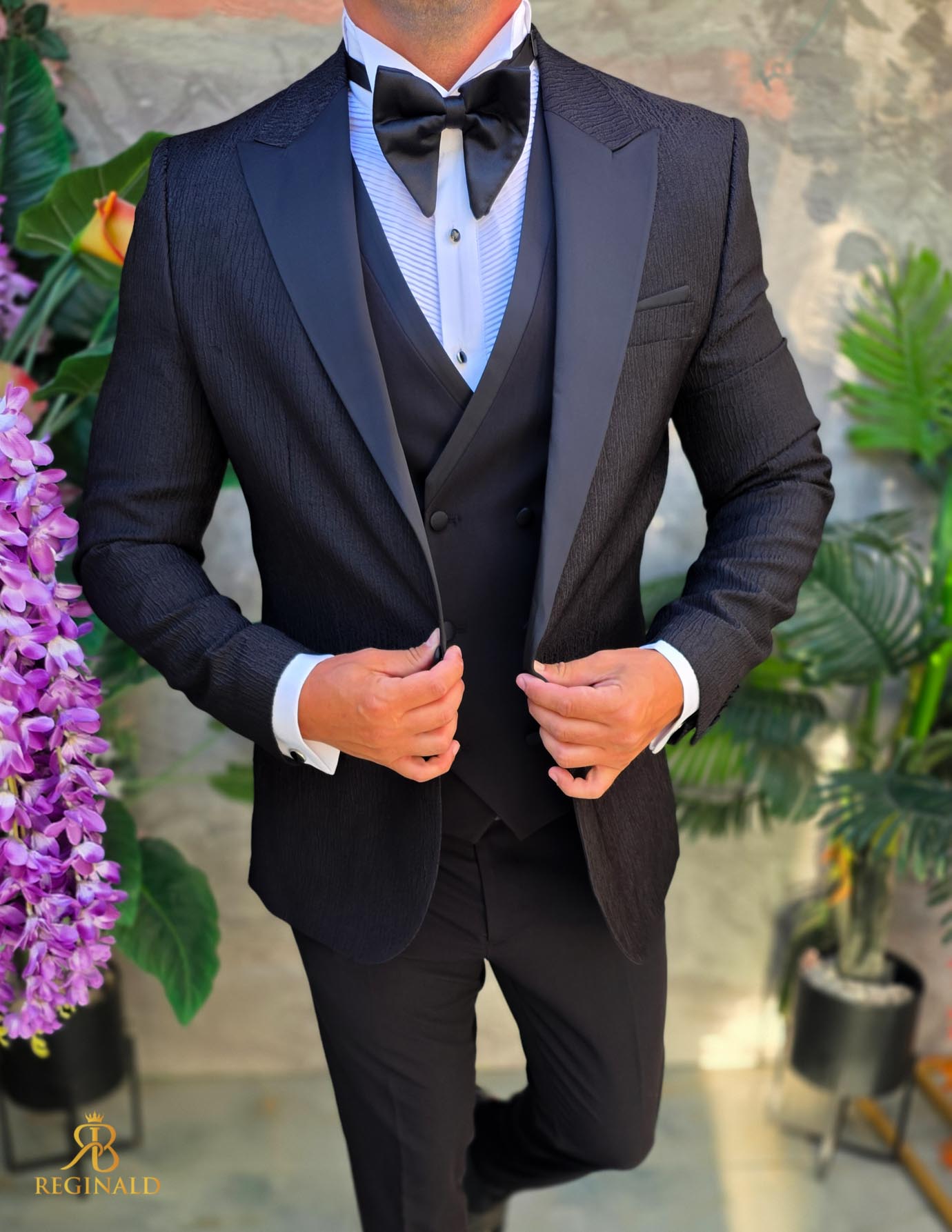 Costum de barbati de ceremonie Set: Sacou, Vesta, Pantalon, Papion- C5277