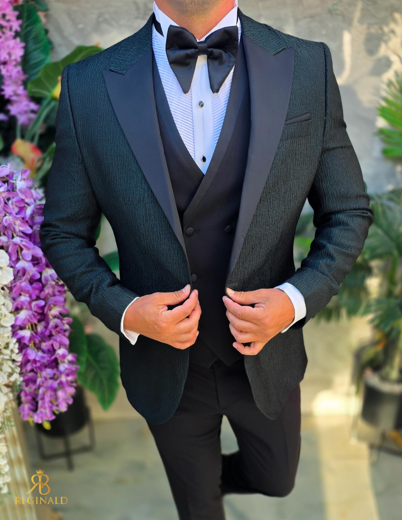 Costum de barbati de ceremonie Set: Sacou, Vesta, Pantalon, Papion- C5278