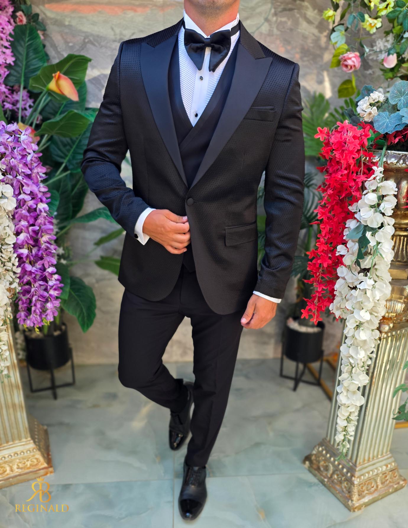 Costum de barbati de ceremonie Set: Sacou, Vesta, Pantalon, Papion- C5283