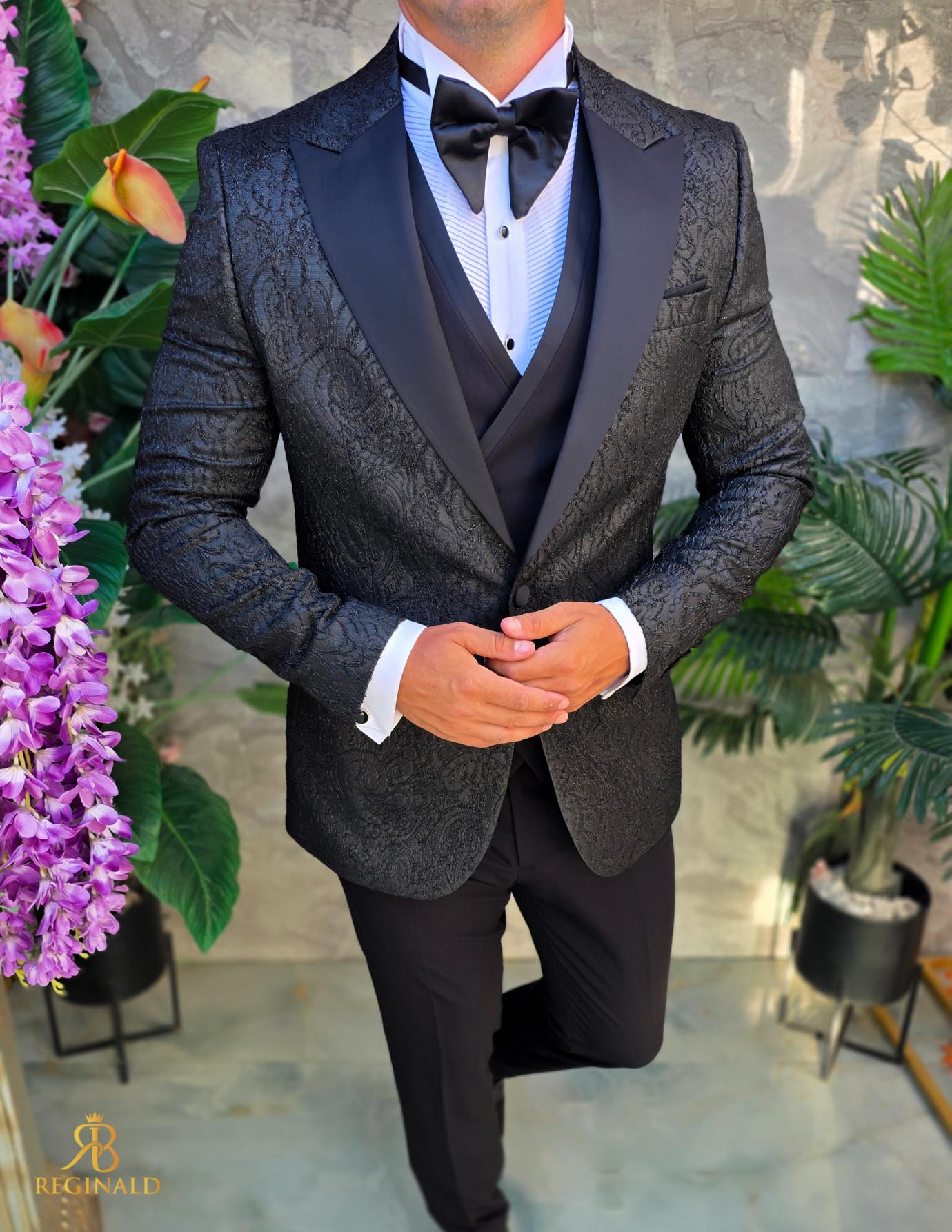 Costum de barbati de ceremonie Set: Sacou, Vesta, Pantalon, Papion- C5275