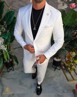 Costum de bărbați, Alb: Sacou si Pantalon - C5300