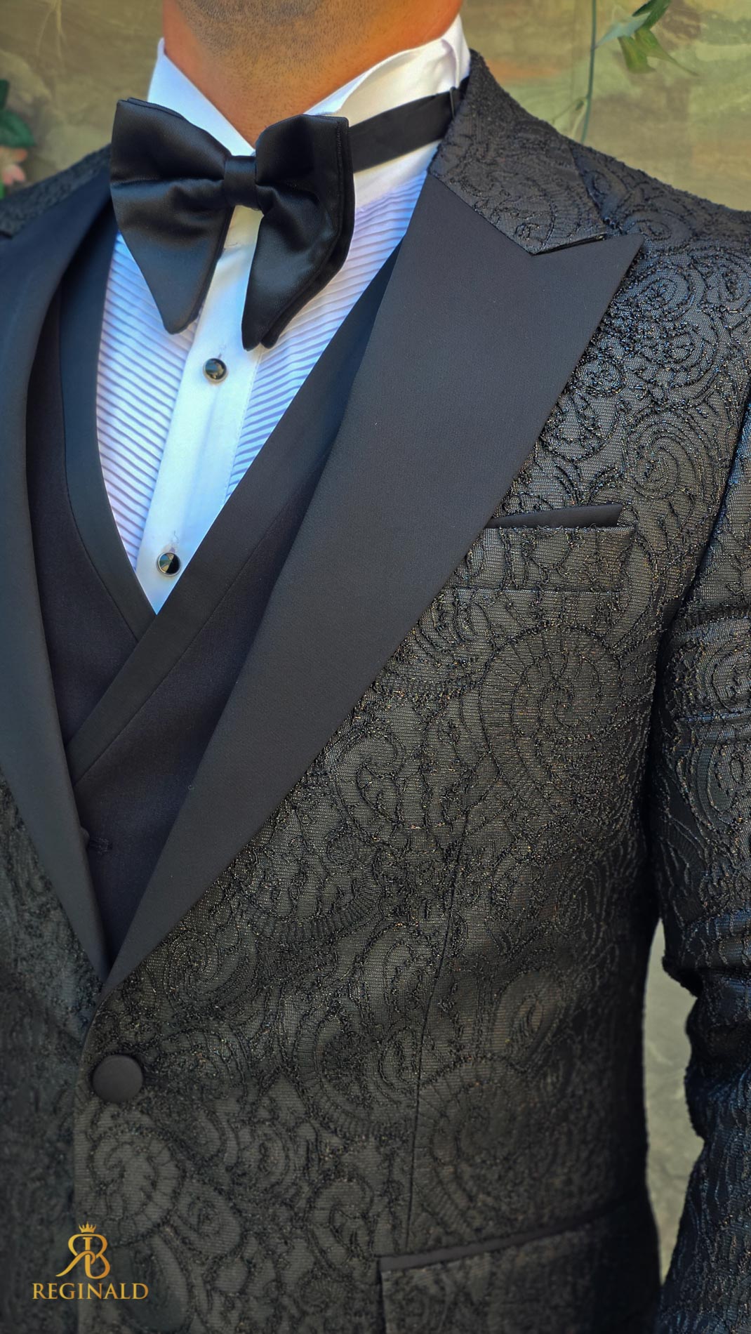 Costum de barbati de ceremonie Set: Sacou, Vesta, Pantalon, Papion- C5275 - imagine 5