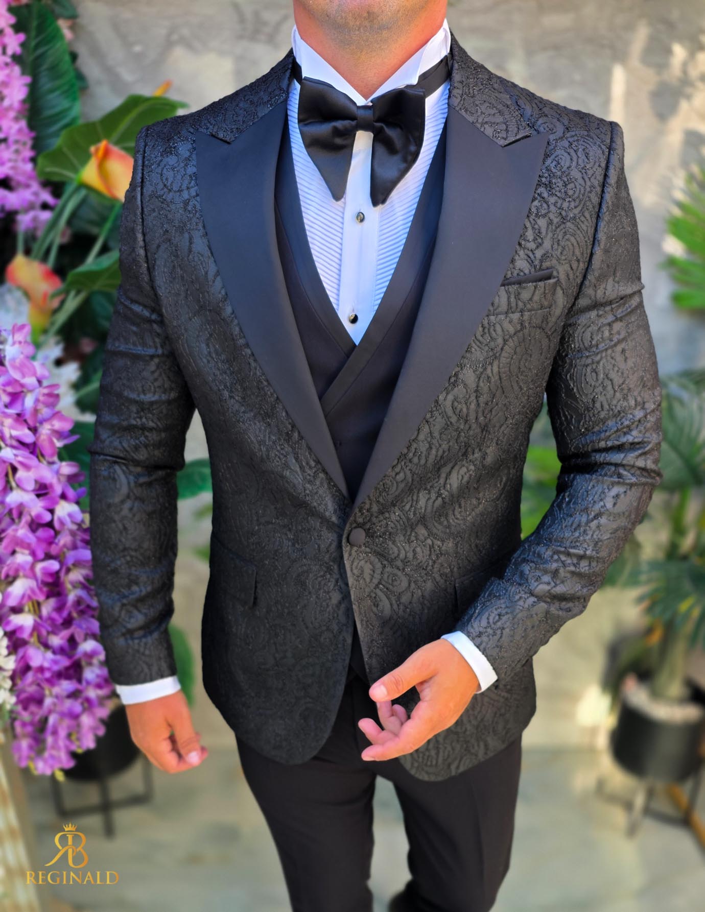 Costum de barbati de ceremonie Set: Sacou, Vesta, Pantalon, Papion- C5275 - imagine 4