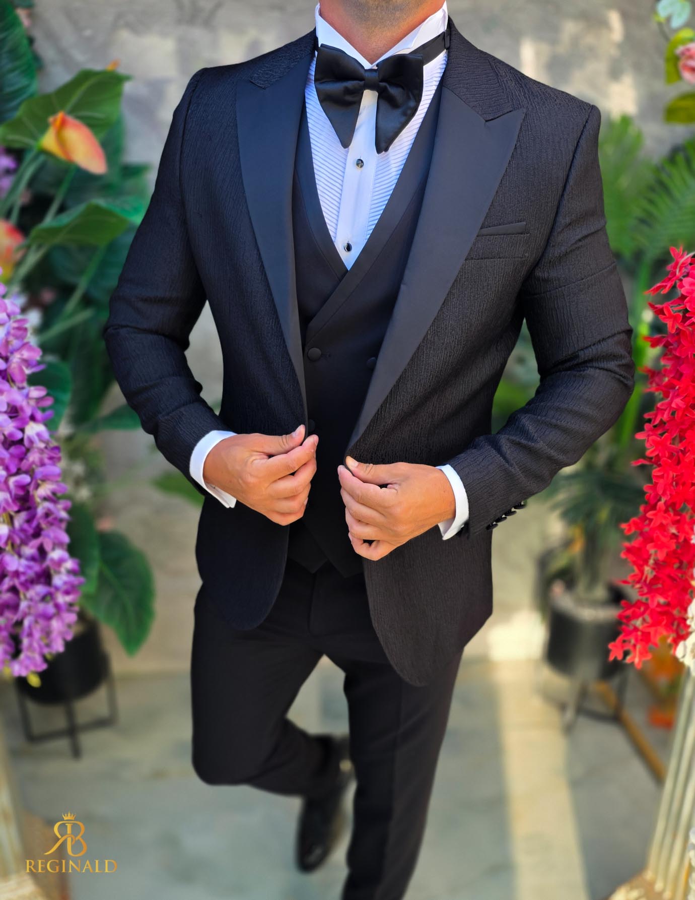 Costum de barbati de ceremonie Set: Sacou, Vesta, Pantalon, Papion- C5277 - imagine 3