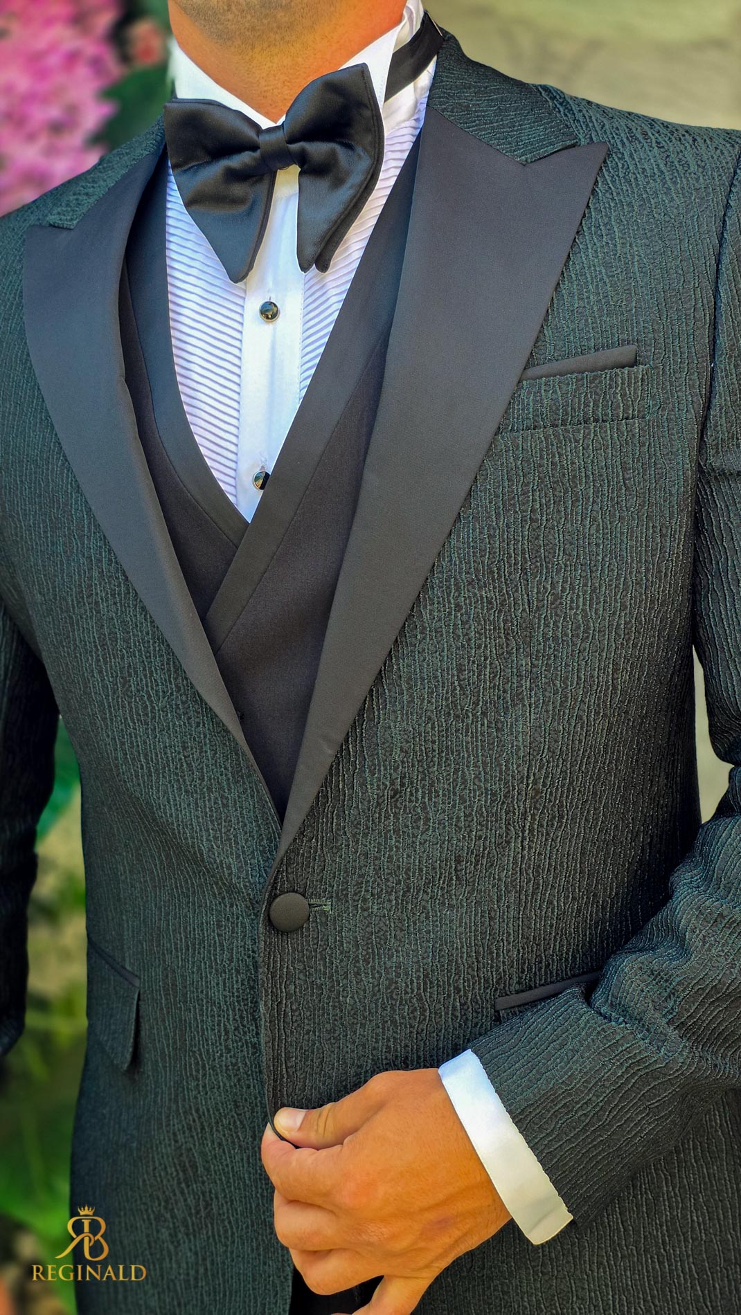 Costum de barbati de ceremonie Set: Sacou, Vesta, Pantalon, Papion- C5278 - imagine 4