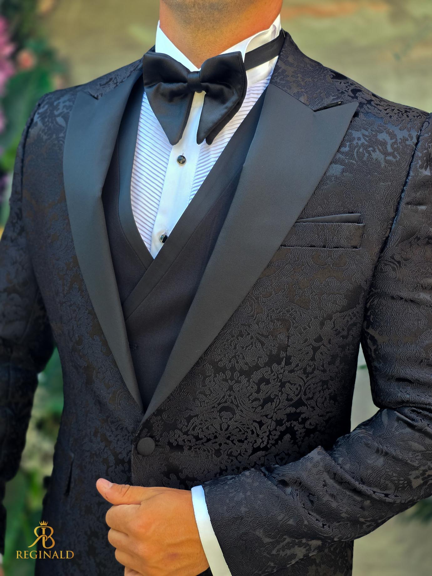 Costum de barbati de ceremonie Set: Sacou, Vesta, Pantalon, Papion- C5281 - imagine 6