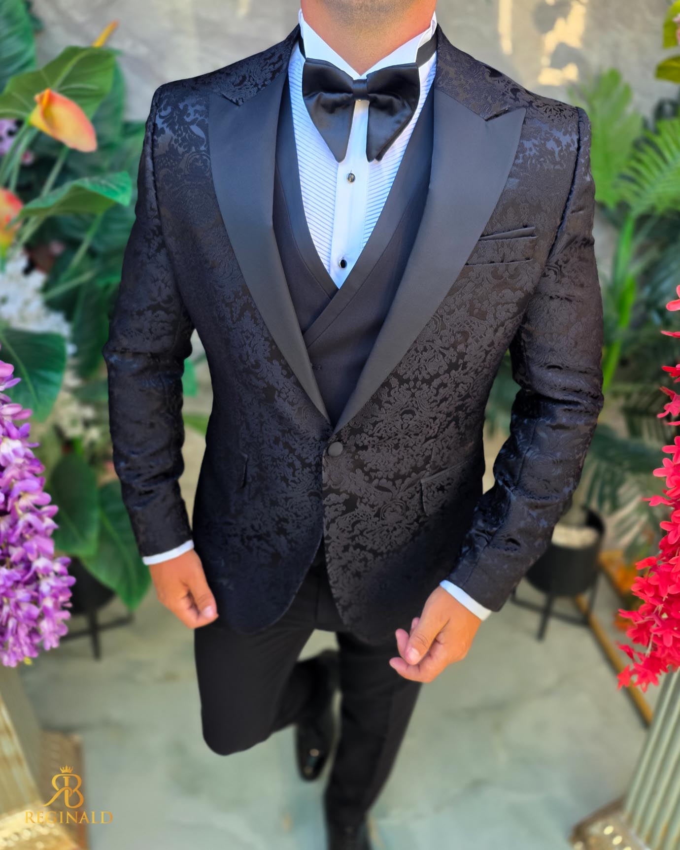 Costum de barbati de ceremonie Set: Sacou, Vesta, Pantalon, Papion- C5281 - imagine 7