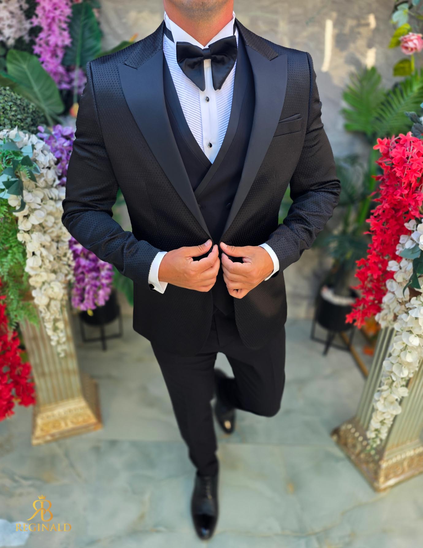 Costum de barbati de ceremonie Set: Sacou, Vesta, Pantalon, Papion- C5283 - imagine 2